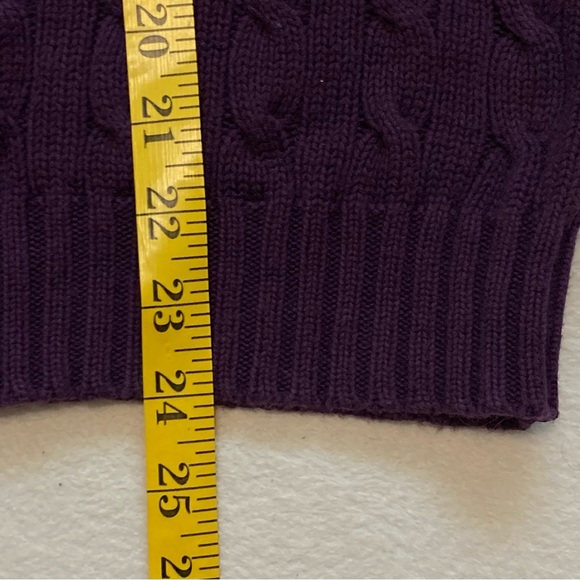Polo Ralph Lauren Purple Cable V Neck Sweater L - Picture 10 of 11